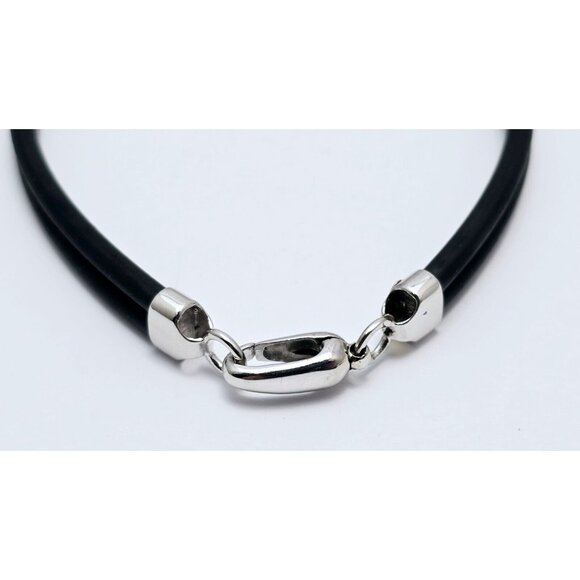 Unique 14K Solid White Gold Matte & Polished Finish Rubber Bracelet - 8" Length - Picture 15 of 16